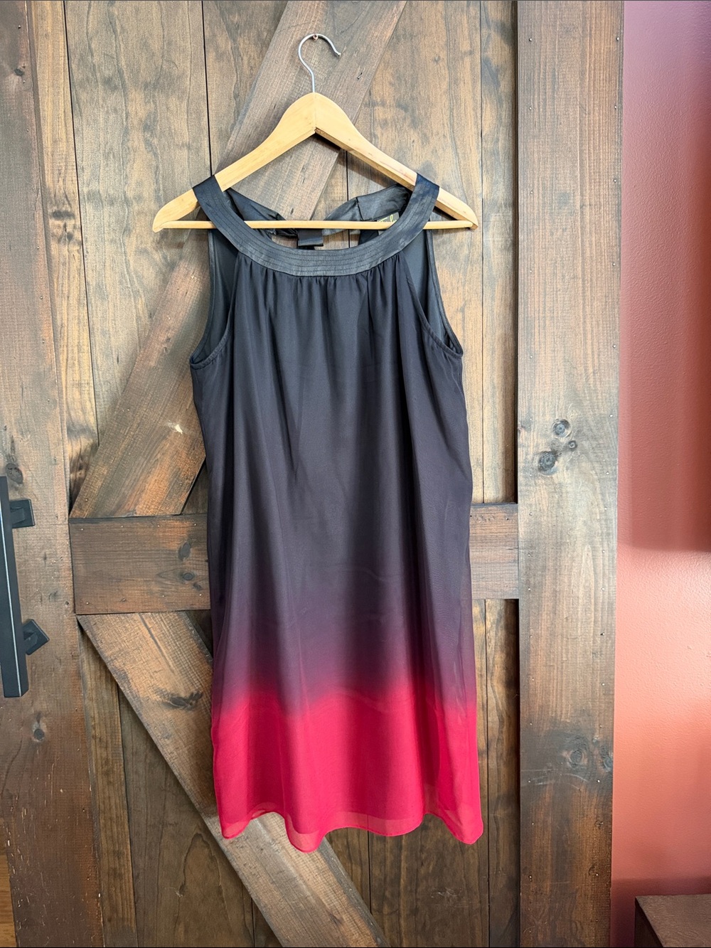 Sleeveless Black-to-Red Ombre Mini Dress